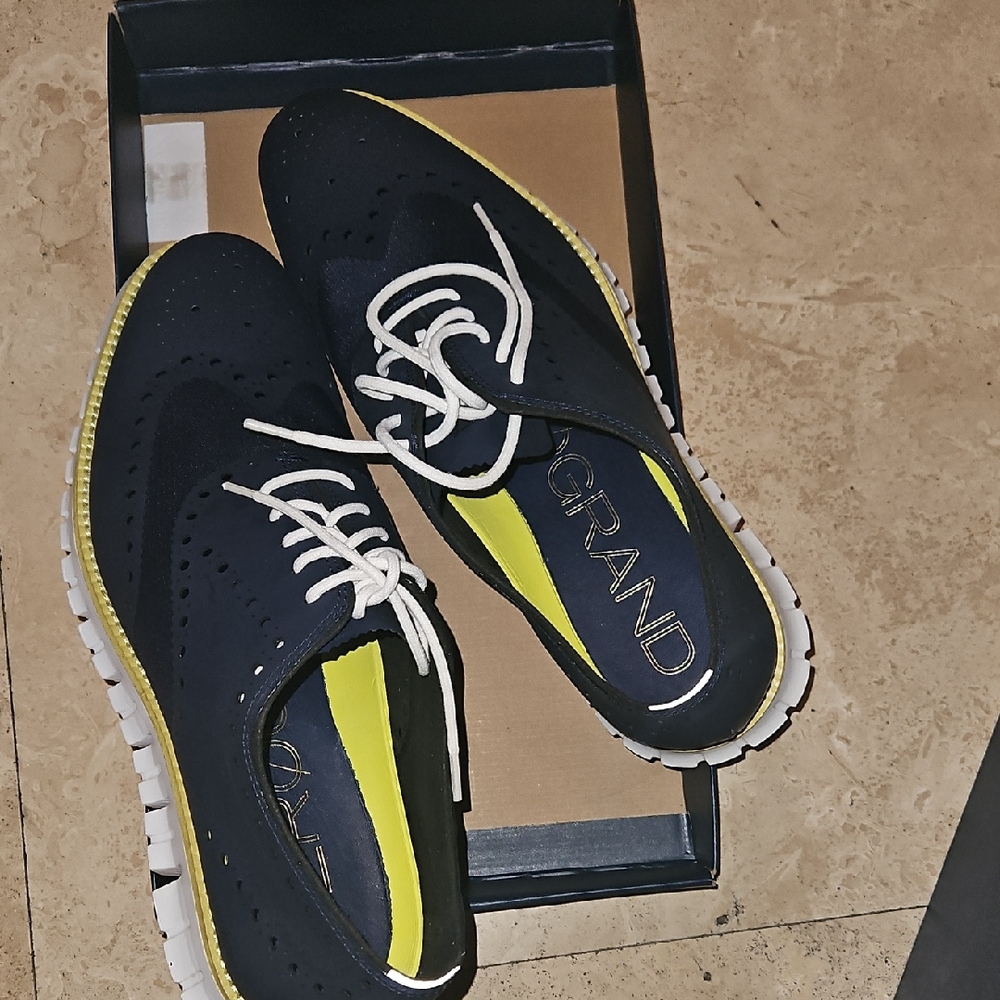 SOLD.     SOLD.           Cole Haan Men's Navy and White Oxfords